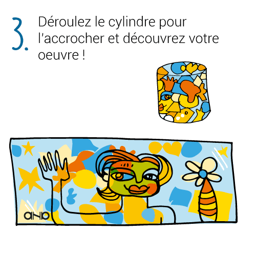 Déroulez le cylindre pour l'accrocher et découvrez votre oeuvre !