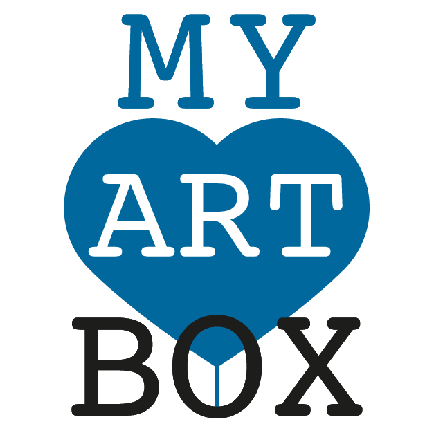 Logo bleu et noir de la marque de team building et animation artistique My Art Box basée à Lyon