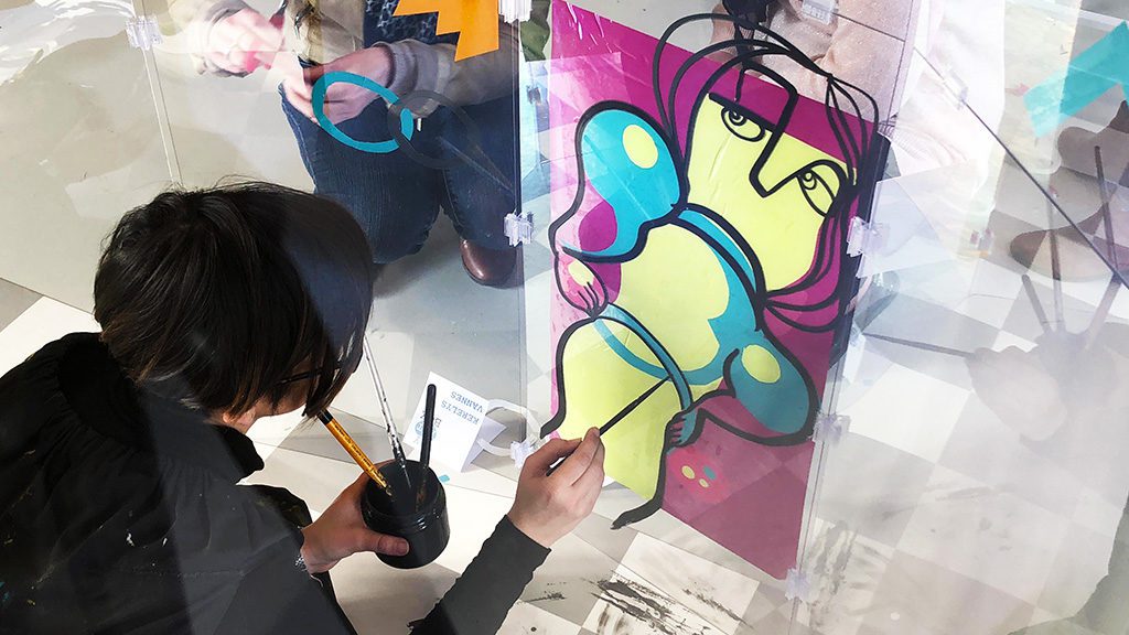 Fresque Serious play 6 anaystof est la société de l'artiste ana qui assure du live painting fresque sous forme de serious play