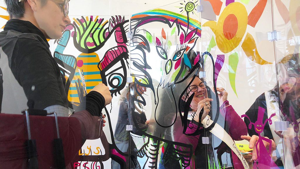 Fresque Serious play 7 animation graff en entreprise lors d'un serious play fresque géante