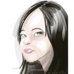 Caricature digitale d'une femme brune de profil
