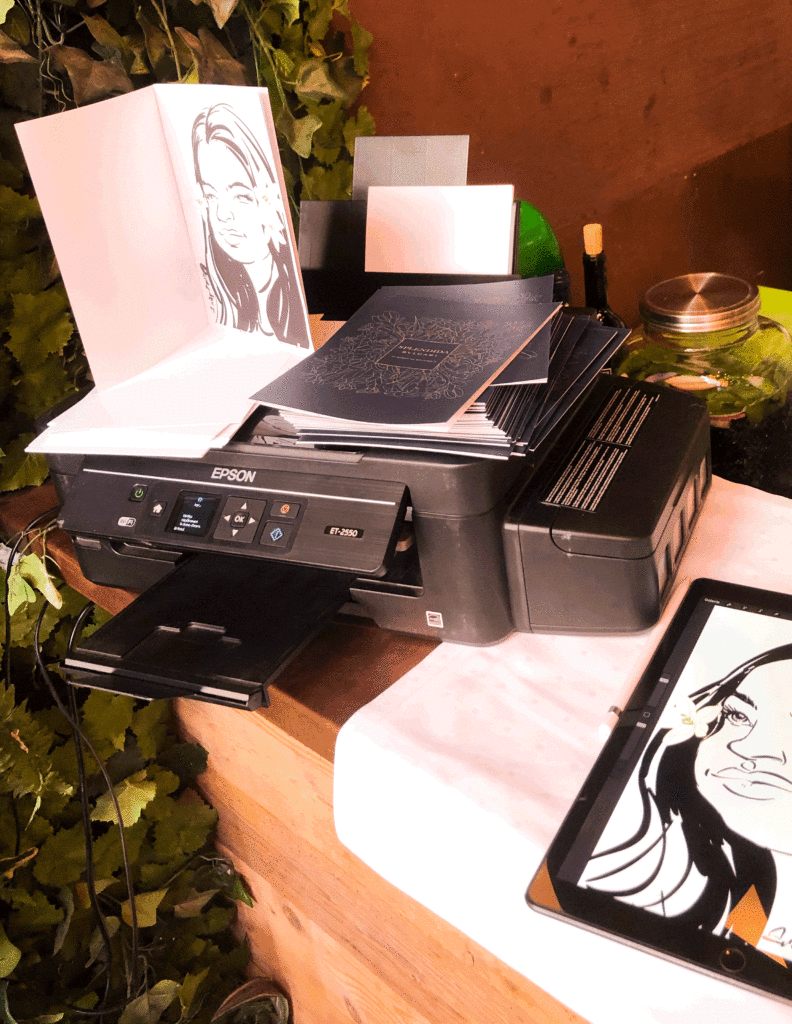 Caricature digitale imprimée : un cadeau instantané 3 Matériel pour une caricature digitale imprimée en événement