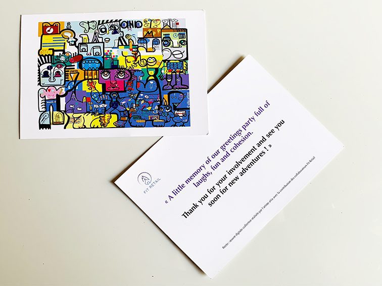 exemple de carte de remerciements originale adressée aux participants d'un team building fresque digital my art box avec aNa artiste