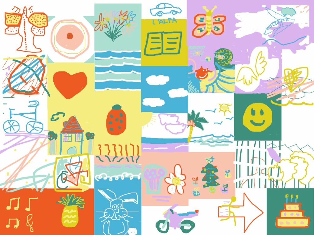 Qu’est-ce qu’1 team building digital innovant? 3 Exemple de fond réalisé lors du Team building fresque digitale Que l’on appelle le mur des idées des participants
