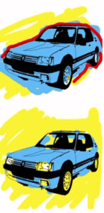 Idée originale pour animation digitale 205 gti Peugeot par #colorquiz