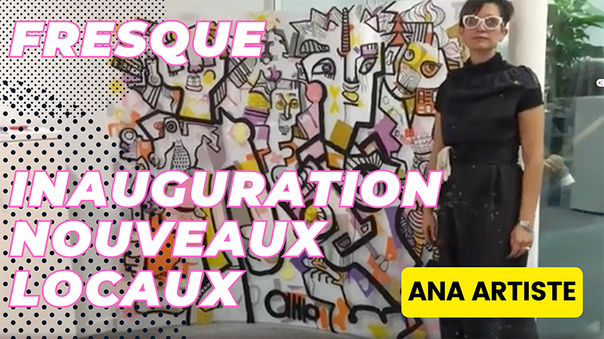 La Fresque éco-responsable pour inauguration nouveaux locaux par aNa artiste à Limonest en balieue de lyon