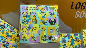 Le surprenant résultat d'une animation fresque sur stand de salon éco-responsable à Lyon ou Paris est un souvenir à exposer ou partager.