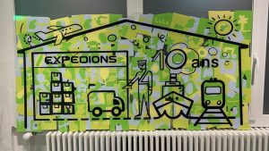 Le résultat exposé à la suite de l'animation fresque anniversaire entreprise à Genève