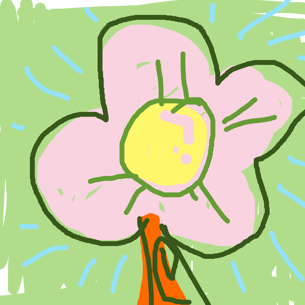 Une fleur rose en animation Land art digital dessinée sur l'application My Art Box