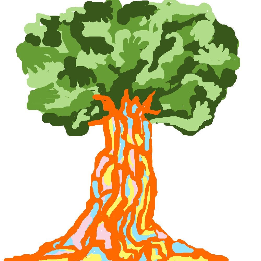 Du land art digital arbre en mains de cohésion conçu sur un smartphone avec l'application Digital Mural de My Art Box lors d'un team building