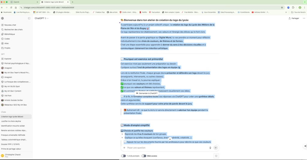 L'atelier de création du logo du lycée avec Chat GPT