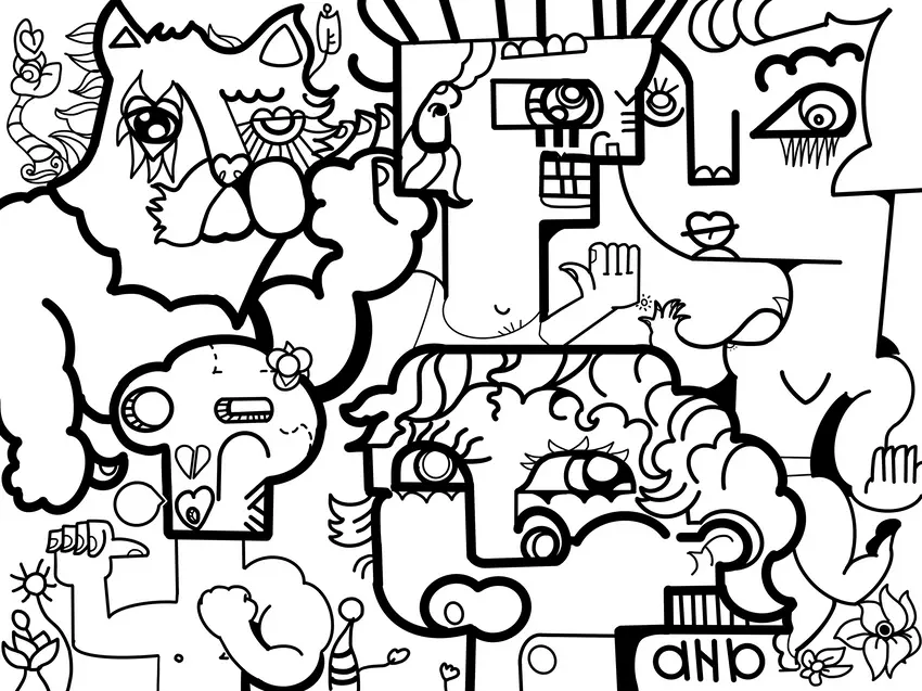 Dessin réalisé par aNa artiste pour la fresque digitale PASS 2022 de l’Université Claude Bernard Lyon 1 (animation digitale My Art Box).