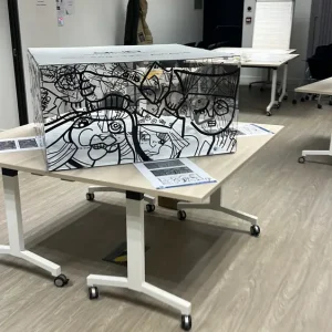 Cube collaboratif transparent team building éco responsable My Art Box animation artistique sans peinture équipes