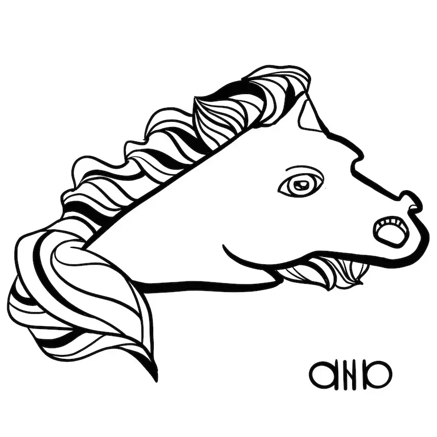 Dessin de cheval par Ana, vue aérienne pour animation écoresponsable Lyon
