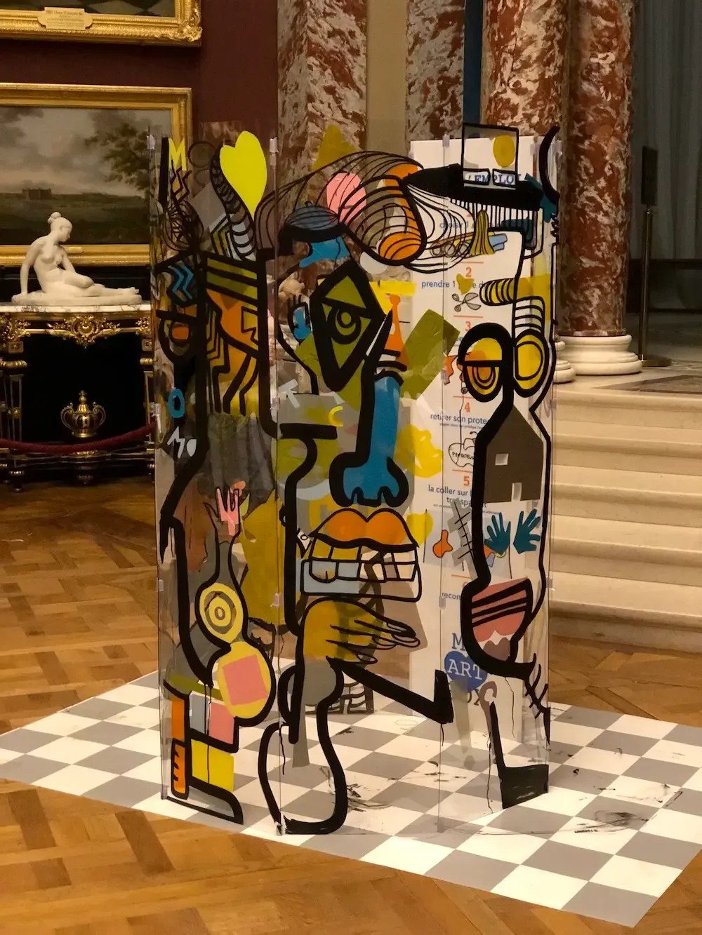 Fresque colorée sur plexiglas à la convention internationale Pirelli au Château de Chantilly