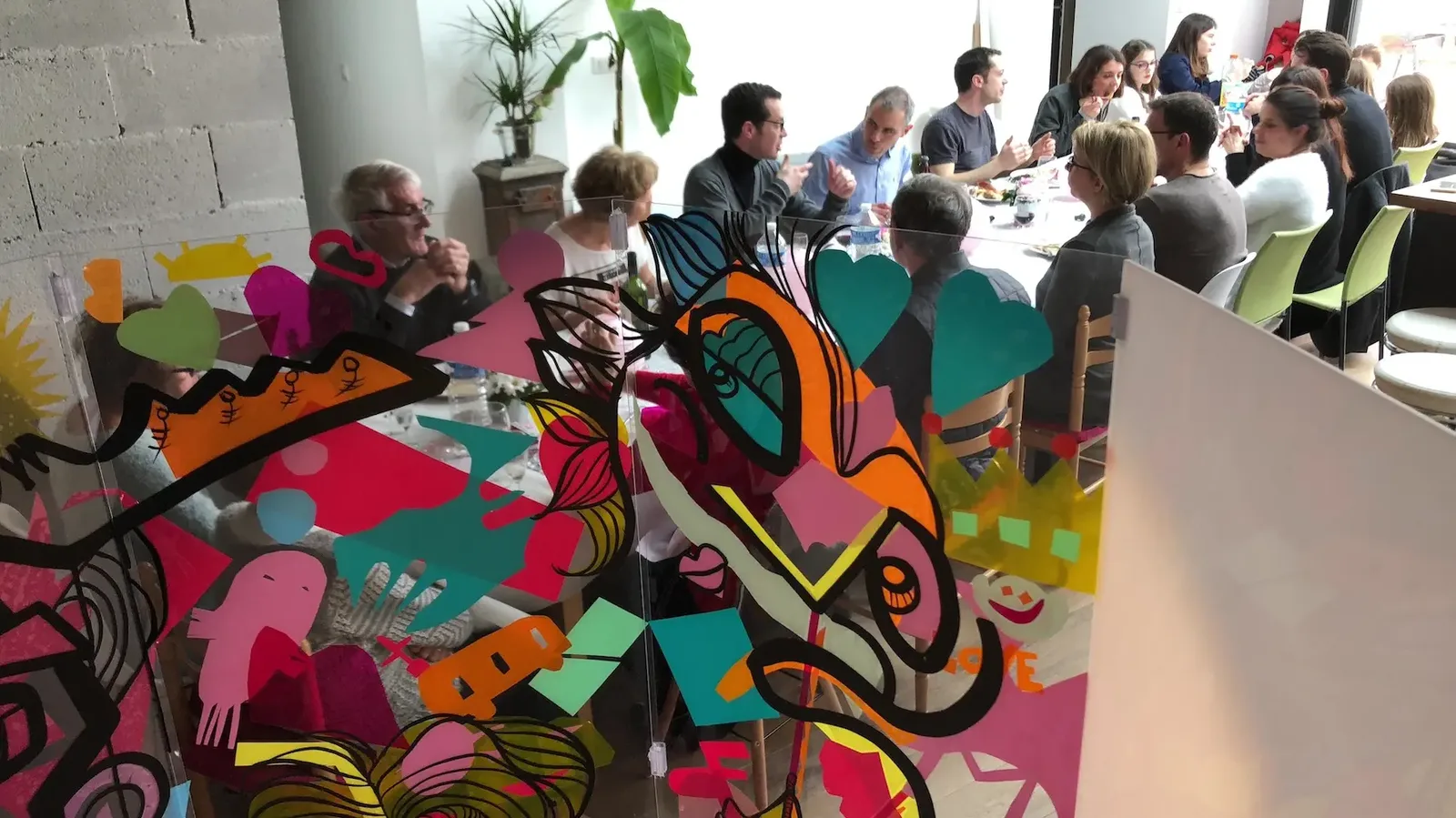 Fresque vive de My Art Box lors d'une pendaison de crémaillère avec aNa artiste à Lyon