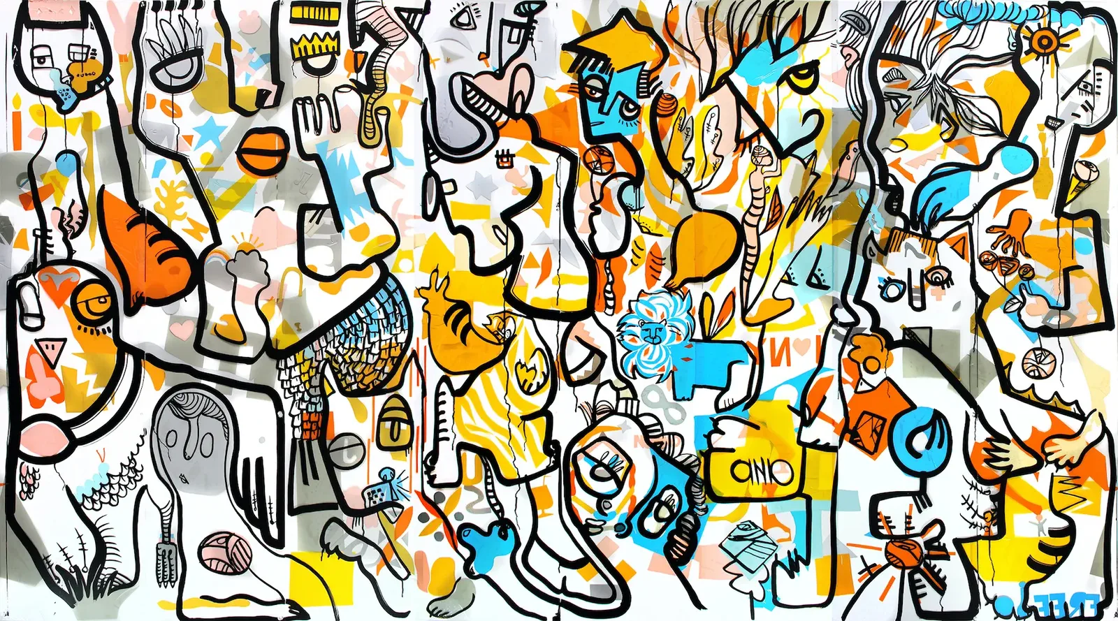 Fresque collaborative colorée par aNa Fernandes pour un team building à New York