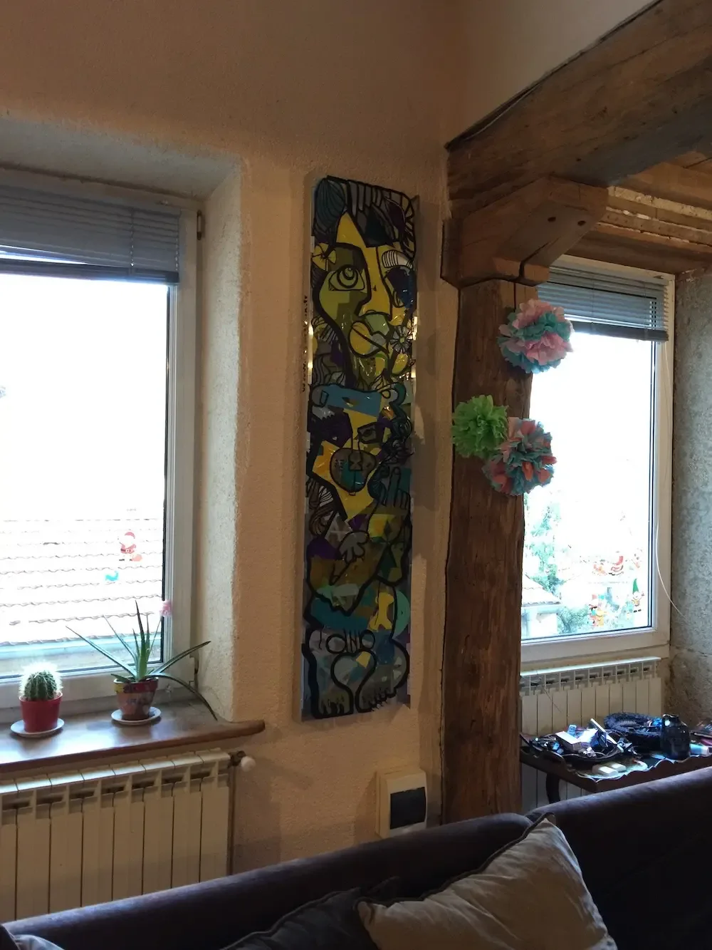 Tableau collectif souvenir par aNa artiste My Art Box dans un intérieur moderne