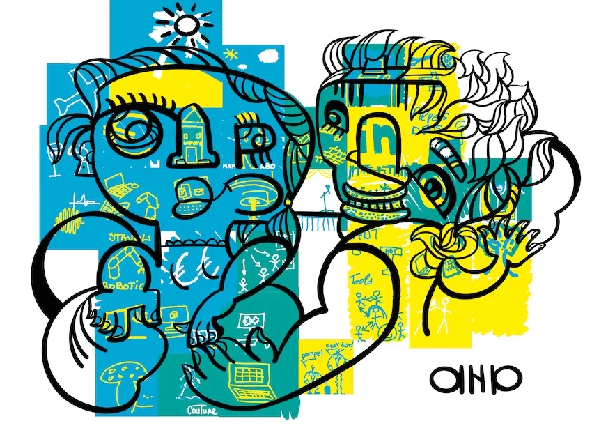 Participants créant fresque digitale collaborative écologique plateforme numérique My Art Box