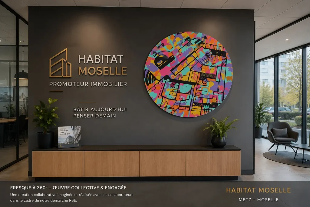 Fresque à 360 degrés éco-responsable installée bureaux promoteur immobilier