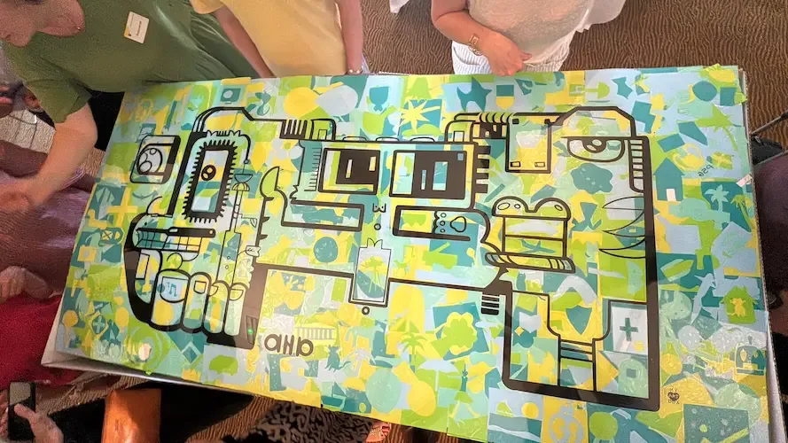 Une œuvre collaborative lors d'un team building à l'effigie de 'My Art Box' créée par 'aNa artiste'.