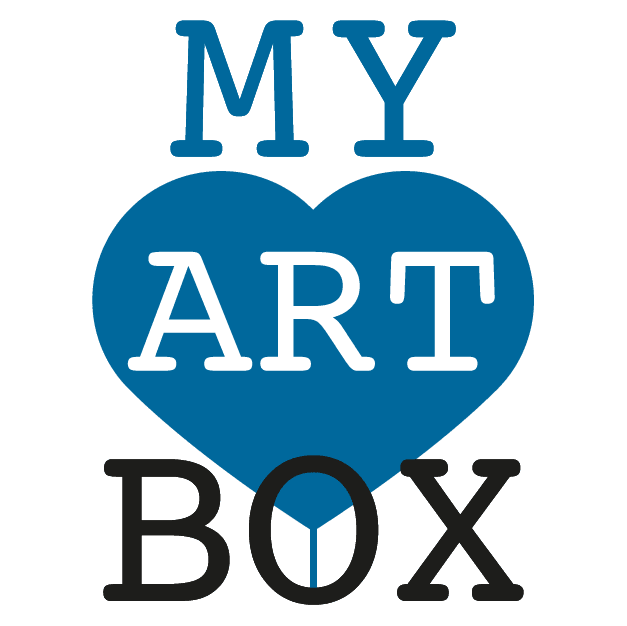Logo bleu et noir de la marque de team building et animation artistique My Art Box basée à Lyon