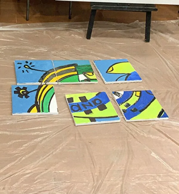 Début de la fresque puzzle peinture