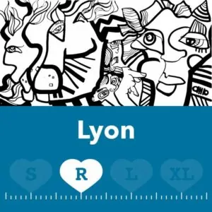 Illustration noir et blanc au dessus d'un bandeau de couleur bleu présentant le visuel d'animation team building Lyon