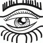 dessin d'un oeil en gros plan et en noit et blanc pour exprimer la vigilance