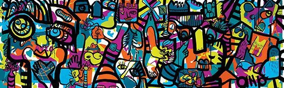 oeuvre collaborative télétravail réalisée par aNa artiste à partir de toutes les idées produites par les collaborateurs de l'entreprise