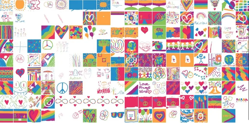 Exemple de la mosaïque des talents réalisée à distance par un groupe aux USA