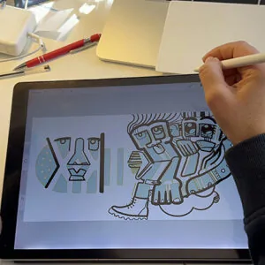 Création d'un visuel sur mesure par aNa artiste pour une animation participative anniversaire de marque animée par my-art-box