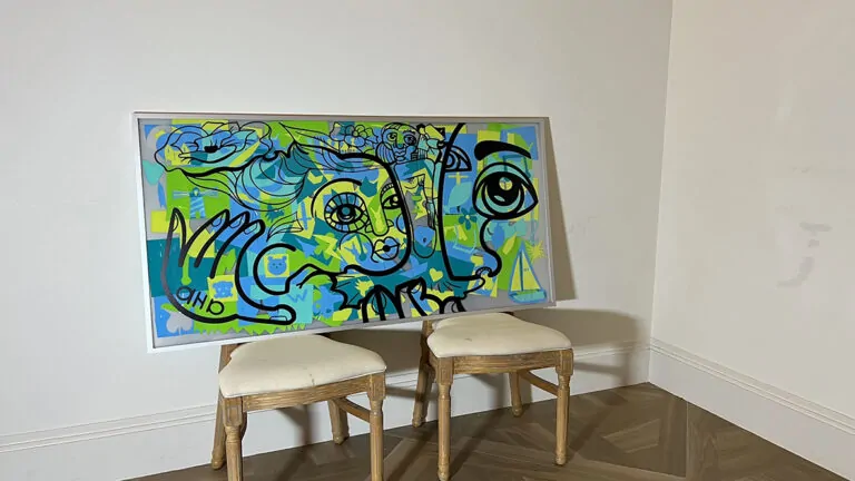 Tableau souvenir commun premium : une œuvre d'art collaboratif prête à être exposée après l'événement.