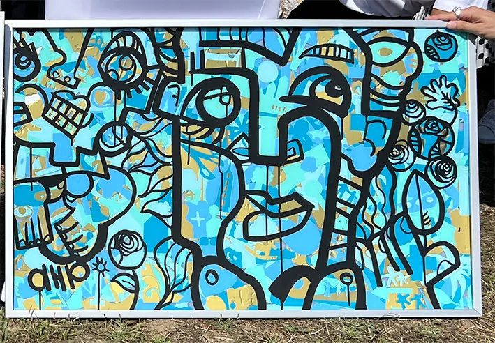 Œuvre encadrée à la fin d'un team building plexi art my art box à Monaco