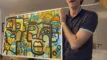 Tableau d'art contemporain encadré résultat animation artistique anniversaire My Art Box live painting aNa