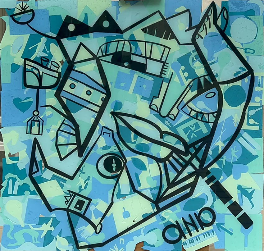 La fresque du territoire de Paris créée par l'artiste aNa de My Art Box et mis en couleurs par de invités lors d'un événement dans la capitale Française.