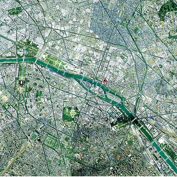 Le plan de Paris utiliser par l'artiste aNa pour créer la fresque street-art de Paris