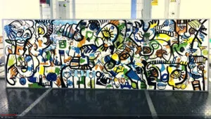 Le résultat encadré et exposé de la Fresque Anniversaire Entreprise My Art Box à Lyon