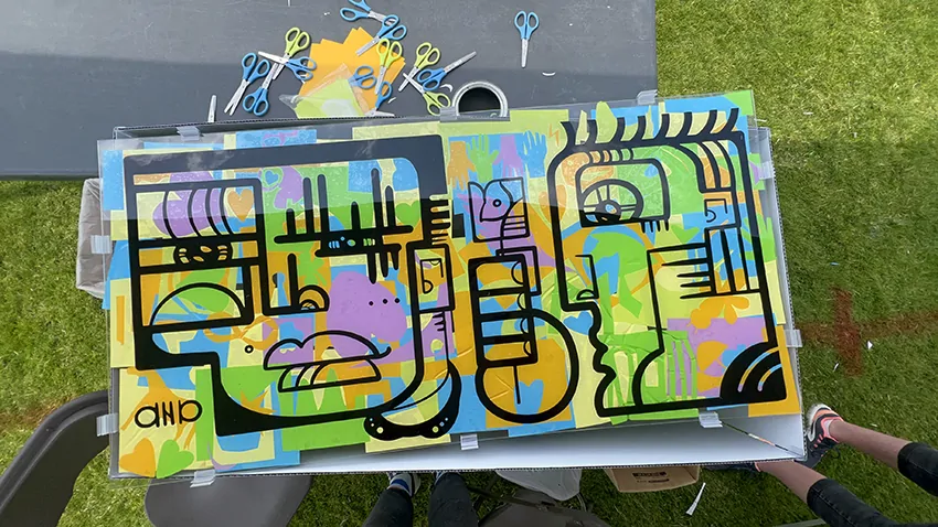 Une magnifique Fresque collaborative sans peinture Animation Olympiades éco-responsable à Fontainebleau