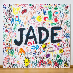 Impression fresque digitale sur carton autour du prénom de notre fille Jade