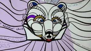 La fresque digitale livre d'or artistique en cours de création et projetée