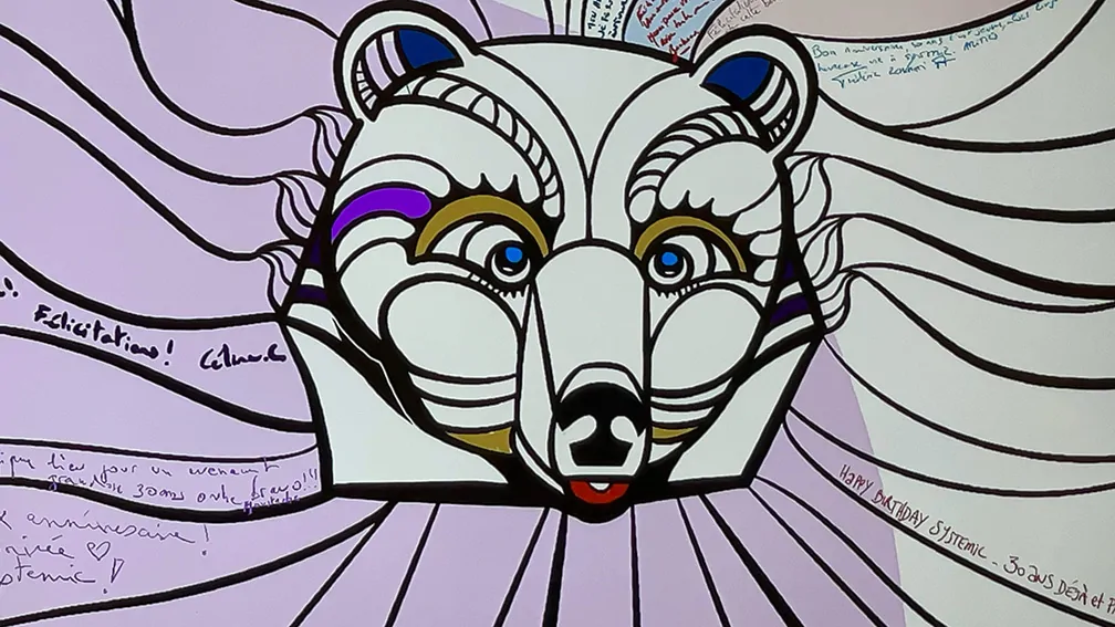 La fresque digitale livre d'or artistique en cours de création et projetée