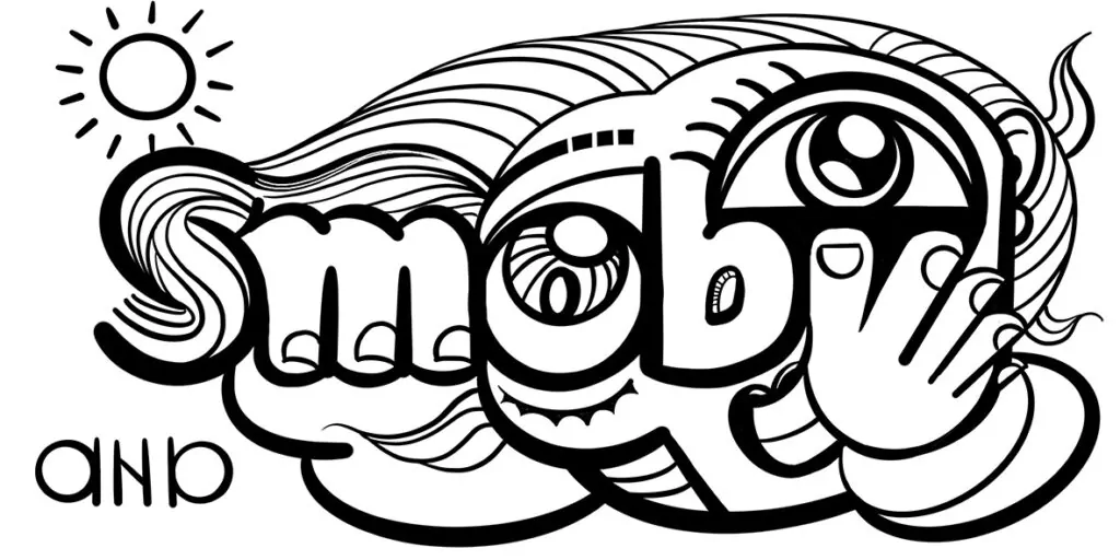 Le dessin noir et blanc de la fresque des jouets ana artiste pour l'anniversaire des 100 ans de Smoby à Lons Le Saunier