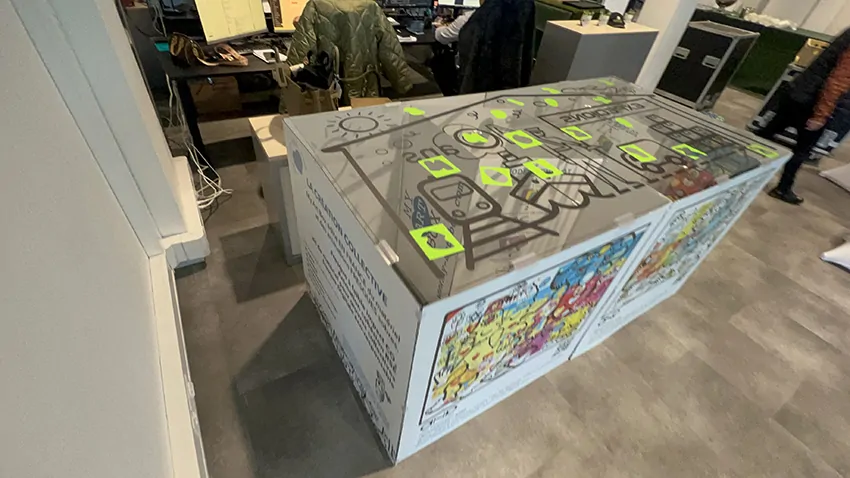 Le matériel sobre de la fresque des passions à Genève qui est un concept My Art Box de fresque sans peinture éco-responsable qui ne génère pas de déchets