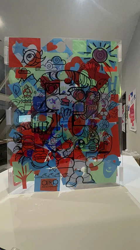 L'œuvre 2 de aNa imaginée pour la fresque coopérative Paris terminée lors d'une Assemblée Générale d'une coopérative bancaire