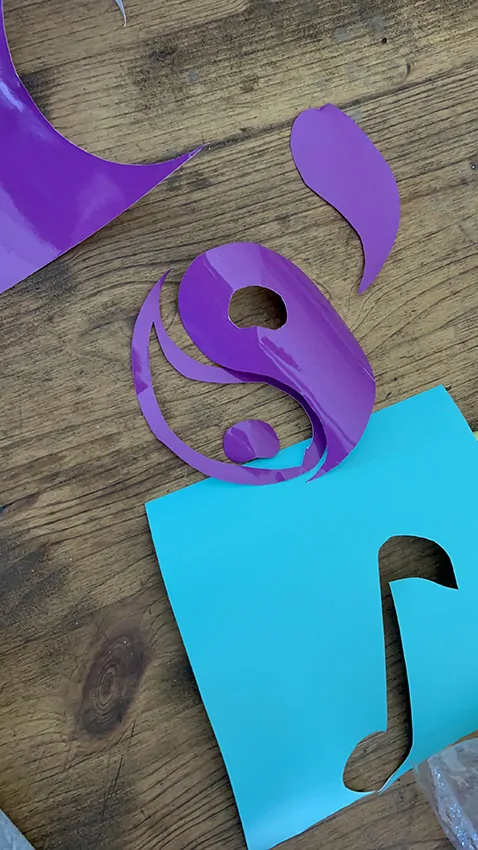 Une idée de symbole zen découpé lors de la fresque du confort à Chalon