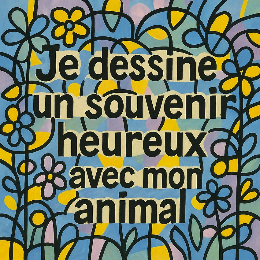 Je dessine un souvenir heureux avec mon animal est le troisième exercice de Positive Communication animale de Ana artiste