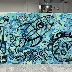 Le résultat de l'animation fresque team building 1000x2000mm à plat sur plexi