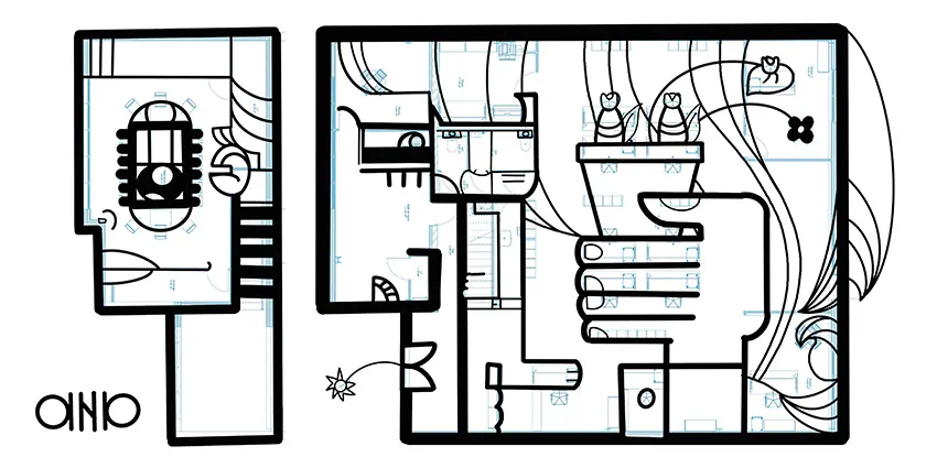 La fresque Plexi aNa imaginée d'après plan pour une animation originale nouveaux locaux à Angers