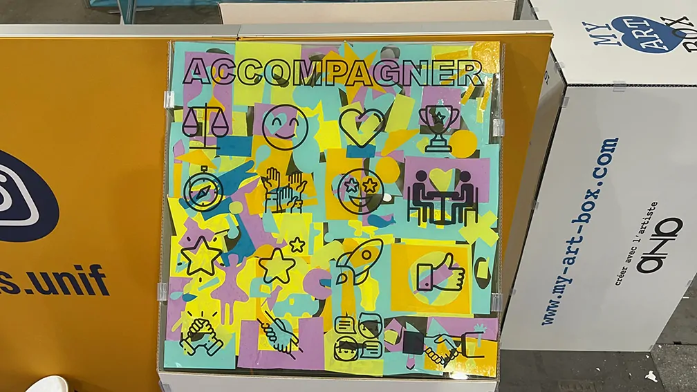Idée animation originale de fresque sur stand de salon éco-responsable à Lyon ou Paris sans supplément de prix